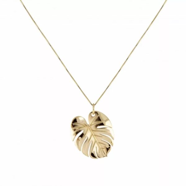 Halsband monstera palmblad guld